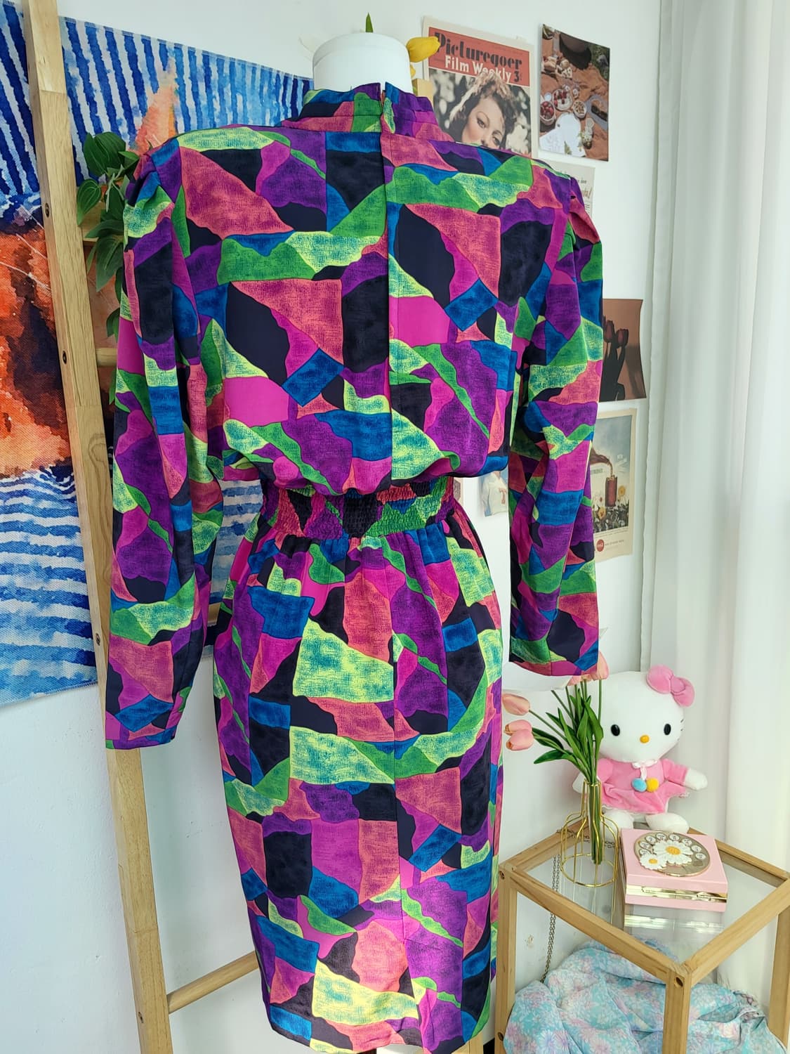 컬러풀 패턴 롱원피스 수입 빈티지 복고  상품이미지7