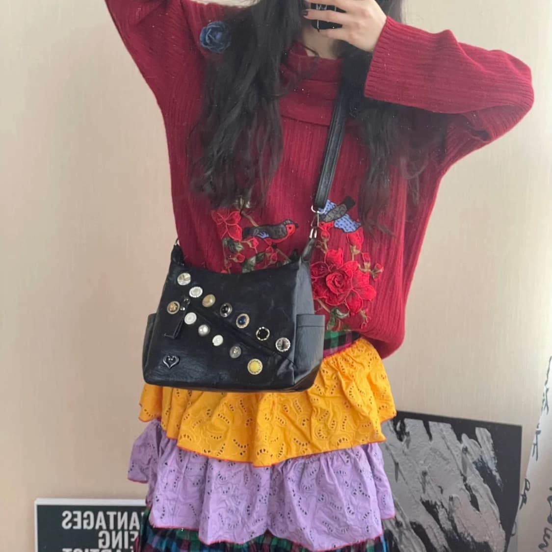 빈티지 버튼 장식 숄더백 🖤 상품이미지4