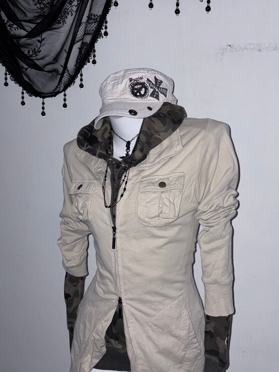 00s 딱붙 y2k 투웨이 원피스 와투케 갸루 베이지 자켓원피스 상품이미지4