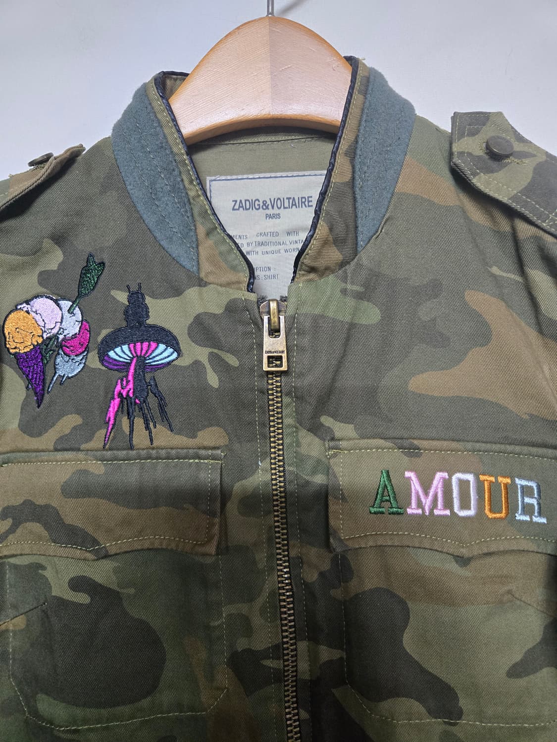 ZADIG&VOLTAIRE 카모플라주 자수 봄버 자켓 M 상품이미지5