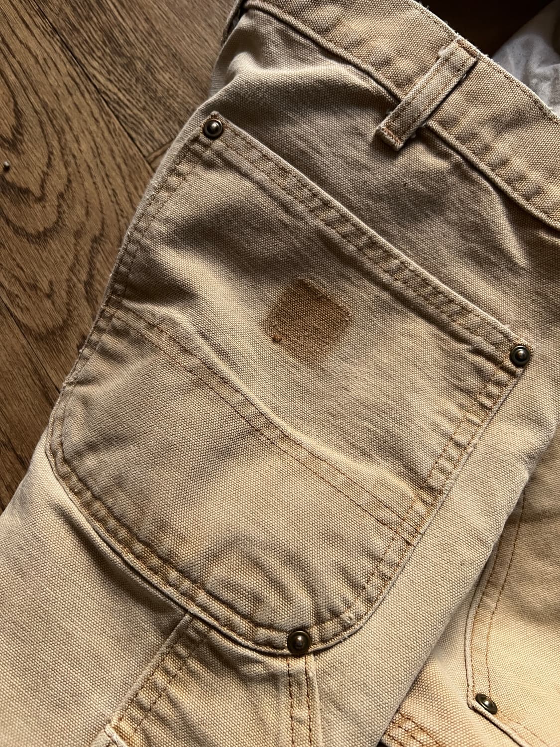 [33]칼하트 USA 빈티지 워싱 브라운 더블니 워크팬츠 상품이미지6