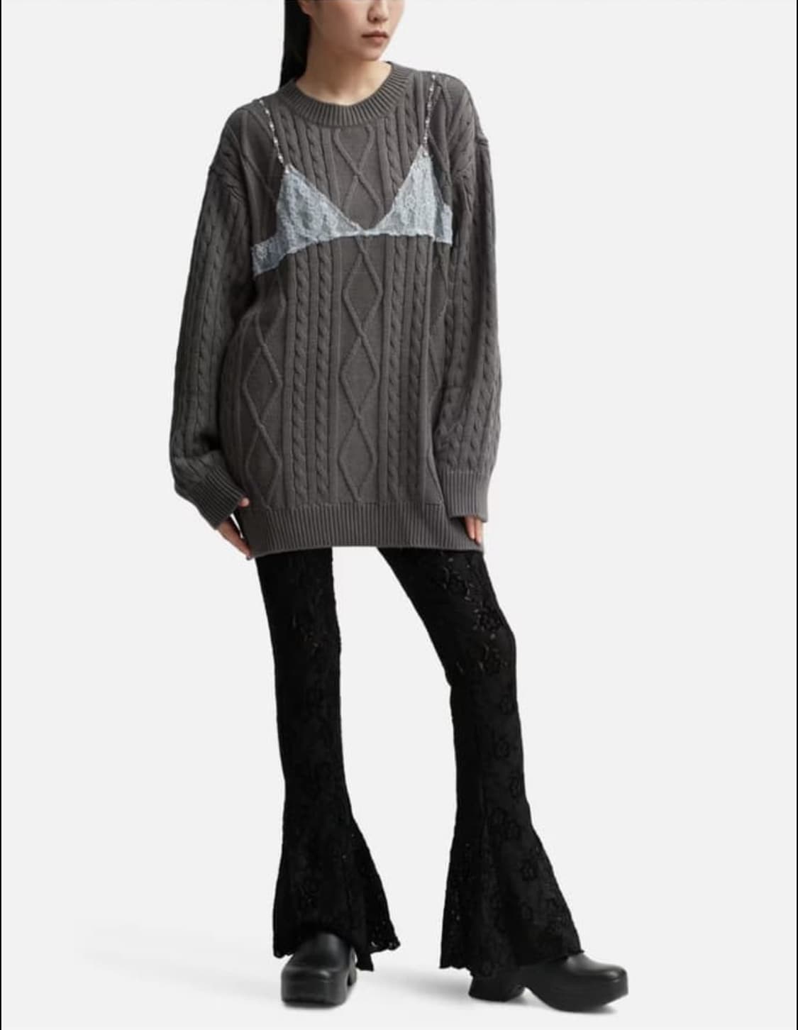 TESS LACE ON BOYFRIEND-FIT KNIT 상품이미지2