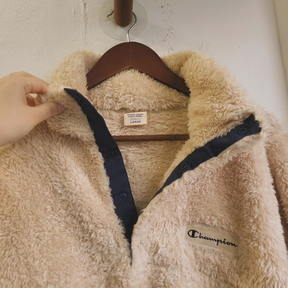 챔피온 플리스 베이지 풀오버 L사이즈 상품이미지4