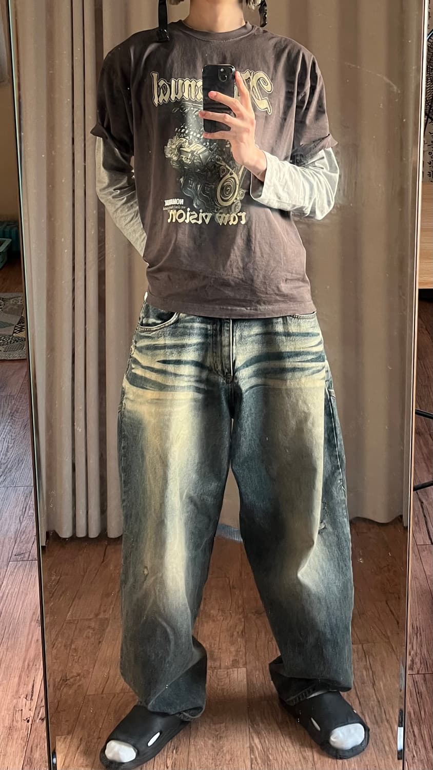 노운 bias tapered denim pants (blue) 1사이즈 상품이미지2