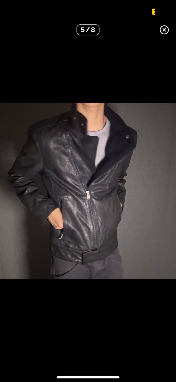 opium 램스킨 레더자켓 사선 지퍼 하이넥 상품이미지5