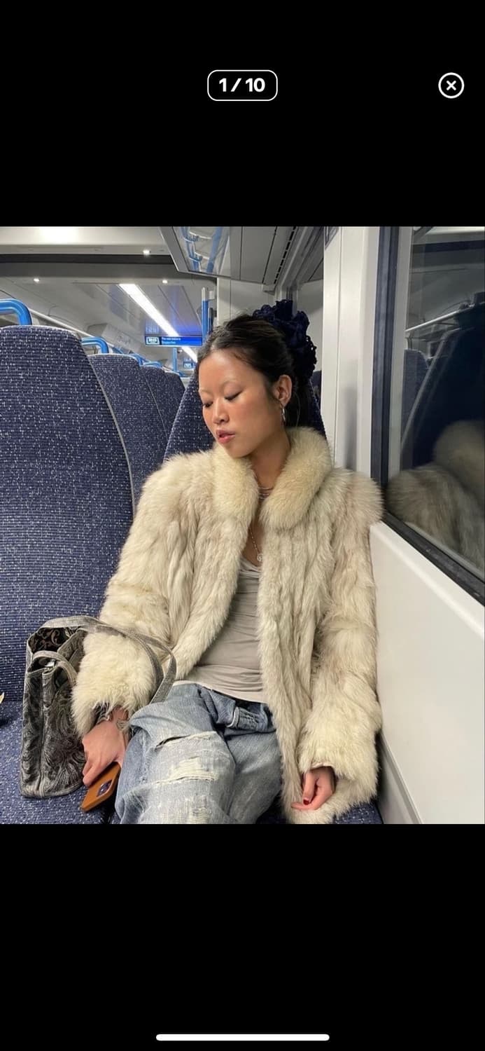 빈티지 폭스 퍼자켓 크림 상품이미지1