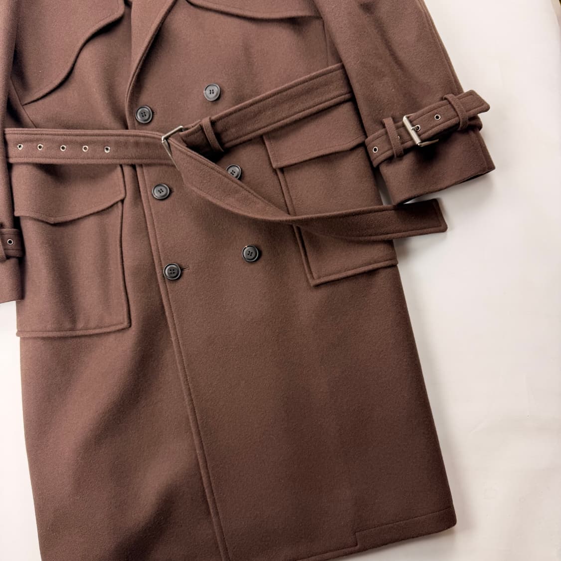 벨리에 더블 오버사이즈드 울 트렌치코트 초콜렛 브라운 상품이미지5