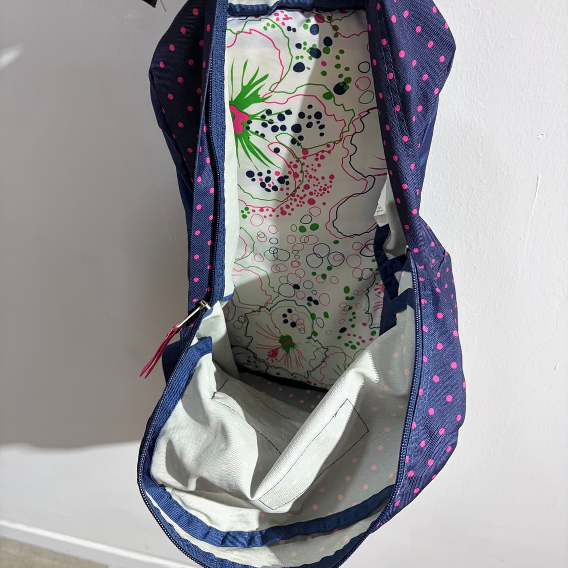 잔스포츠 핑크 네이비 도트 땡땡이 백팩 가방 상품이미지7