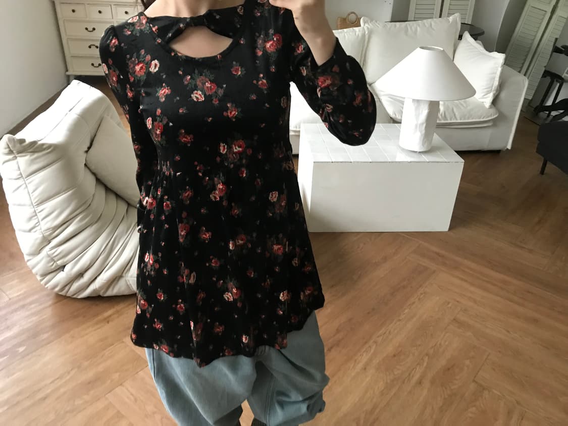 vintage velvet pattern top 상품이미지6