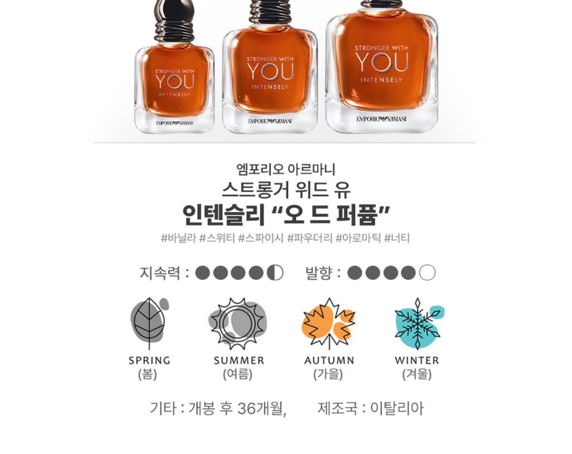 New) 엠포리오 아르마니 스트롱거 위드 유 인텐슬리 오드 퍼퓸 50ml 상품이미지2