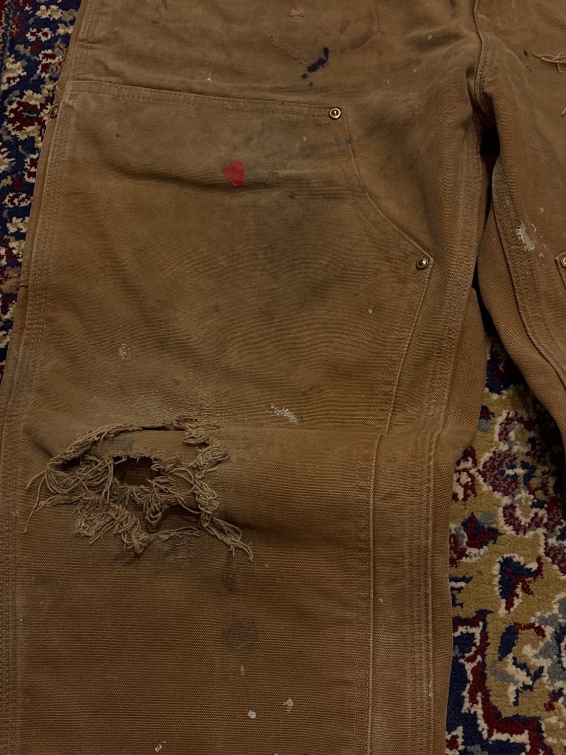 [B136] 빈티지 칼하트 더블니 브라운 썩블니 덩가리핏  상품이미지5