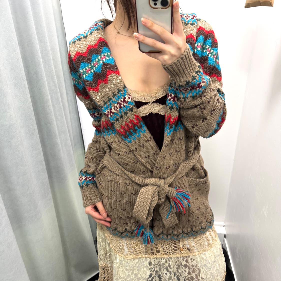 폴로 브라운 노르딕 숄가디건 상품이미지1