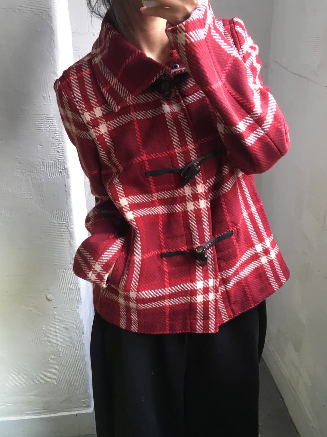 Burberry 버버리 레드 체크 울 더플 코트  상품이미지3