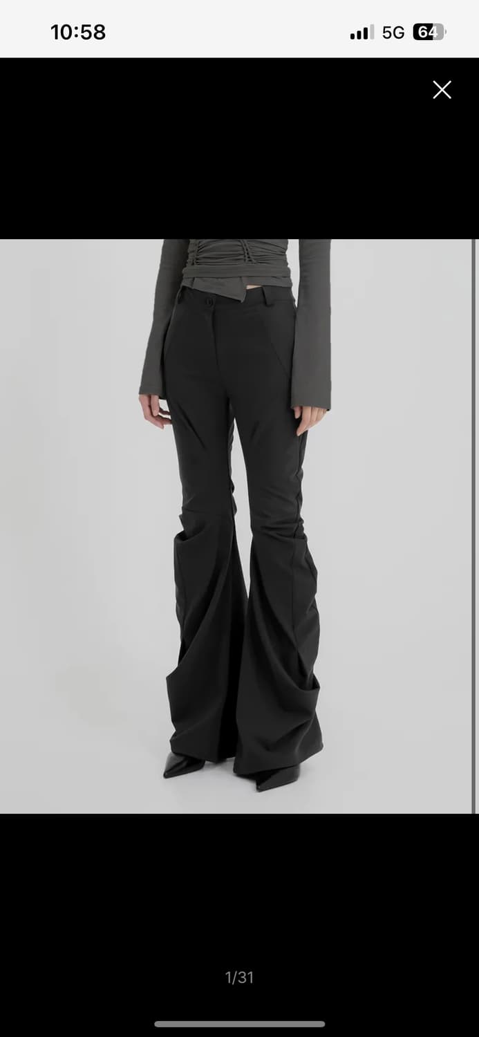 플레어업 드레이프 팬츠 블랙 상품이미지1