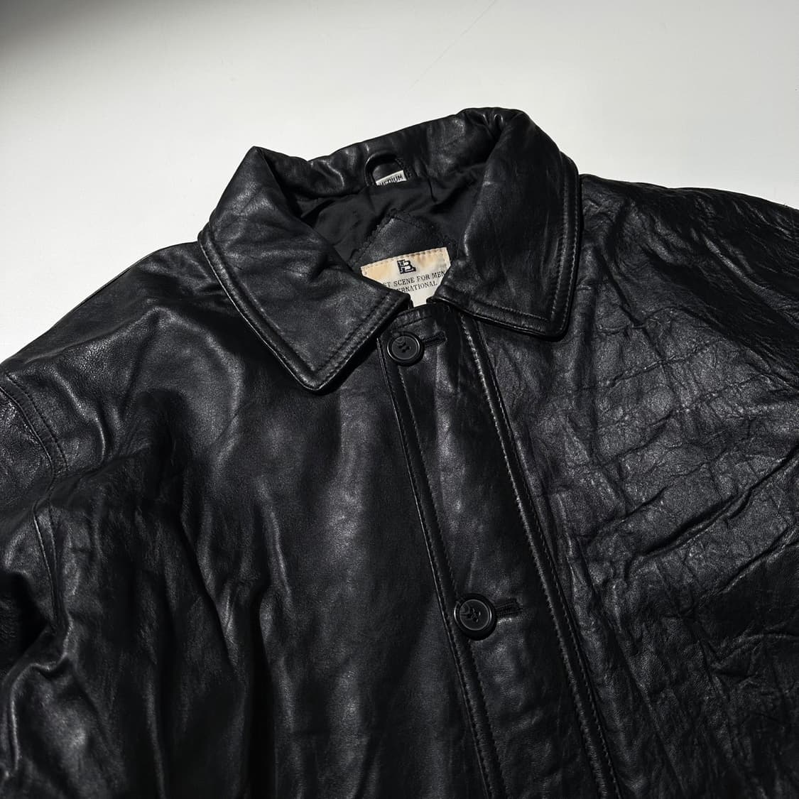 Bright Light 램스킨 싱글 레더 카코트 블랙 상품이미지3