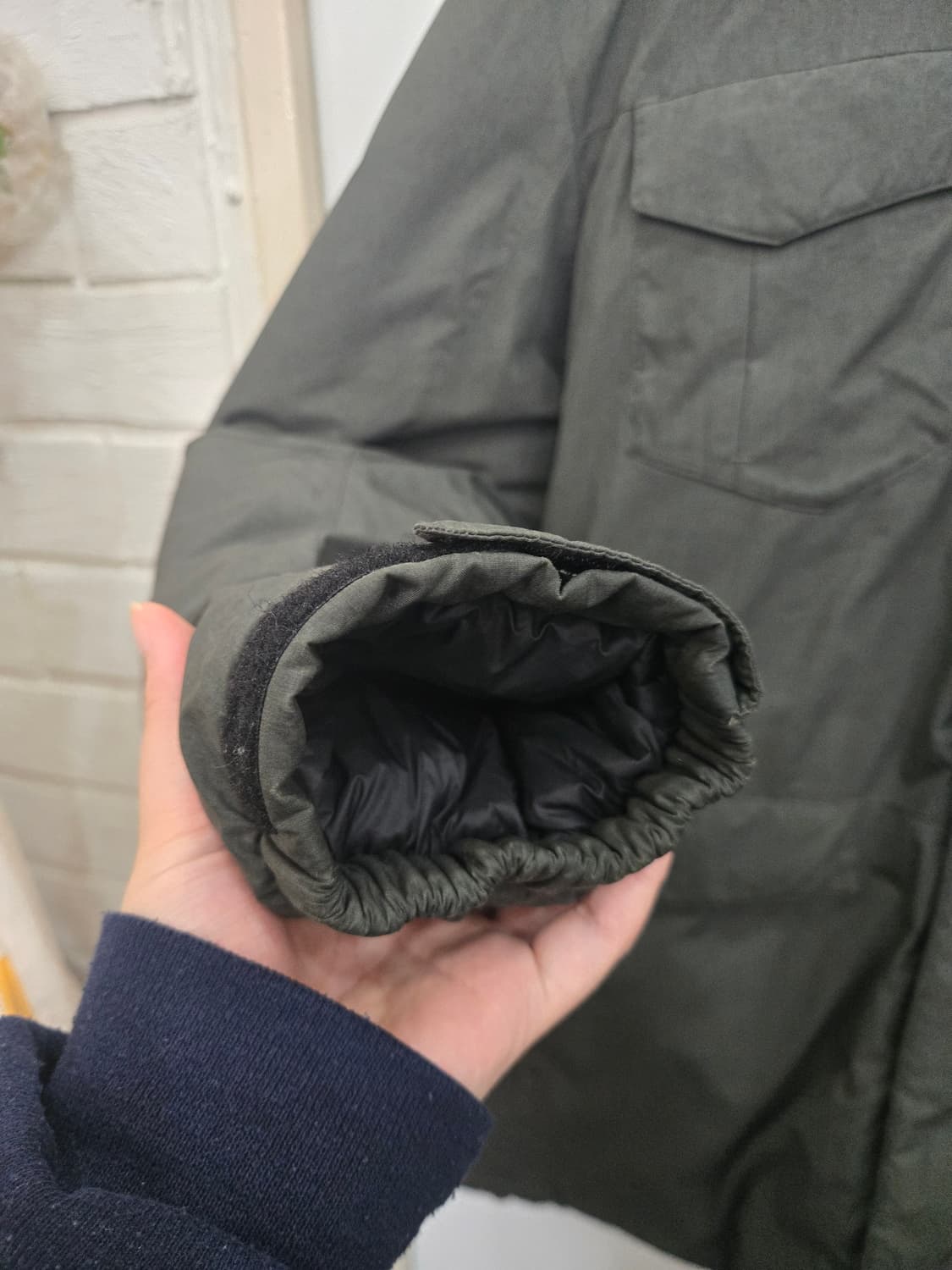 100,L) MILLE 밀레 덕다운패딩! 카키색상! 모자털천연모피 상품이미지2