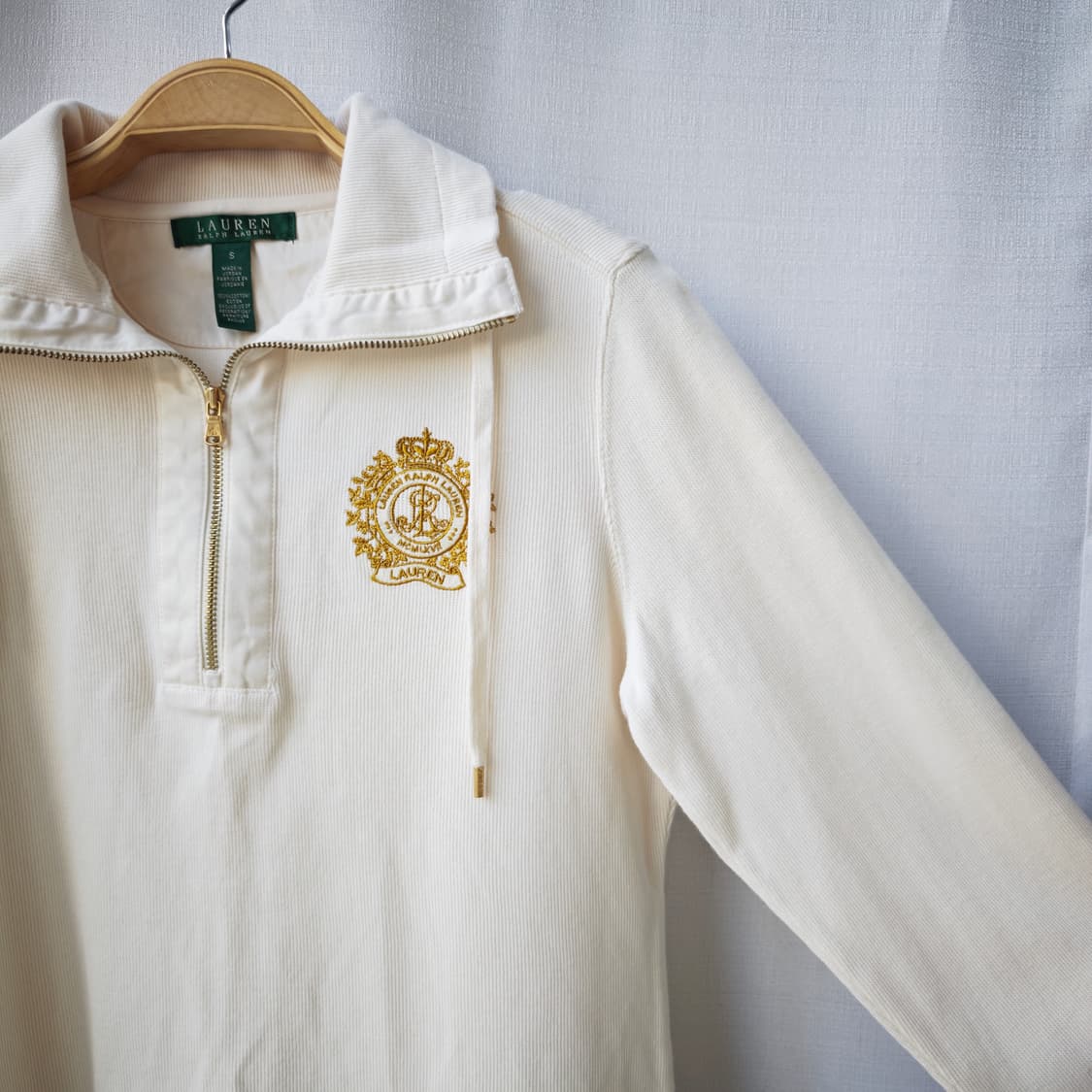 로렌 랄프로렌 골드 크레스트 하프 집업 풀오버 아이보리 S 상품이미지2
