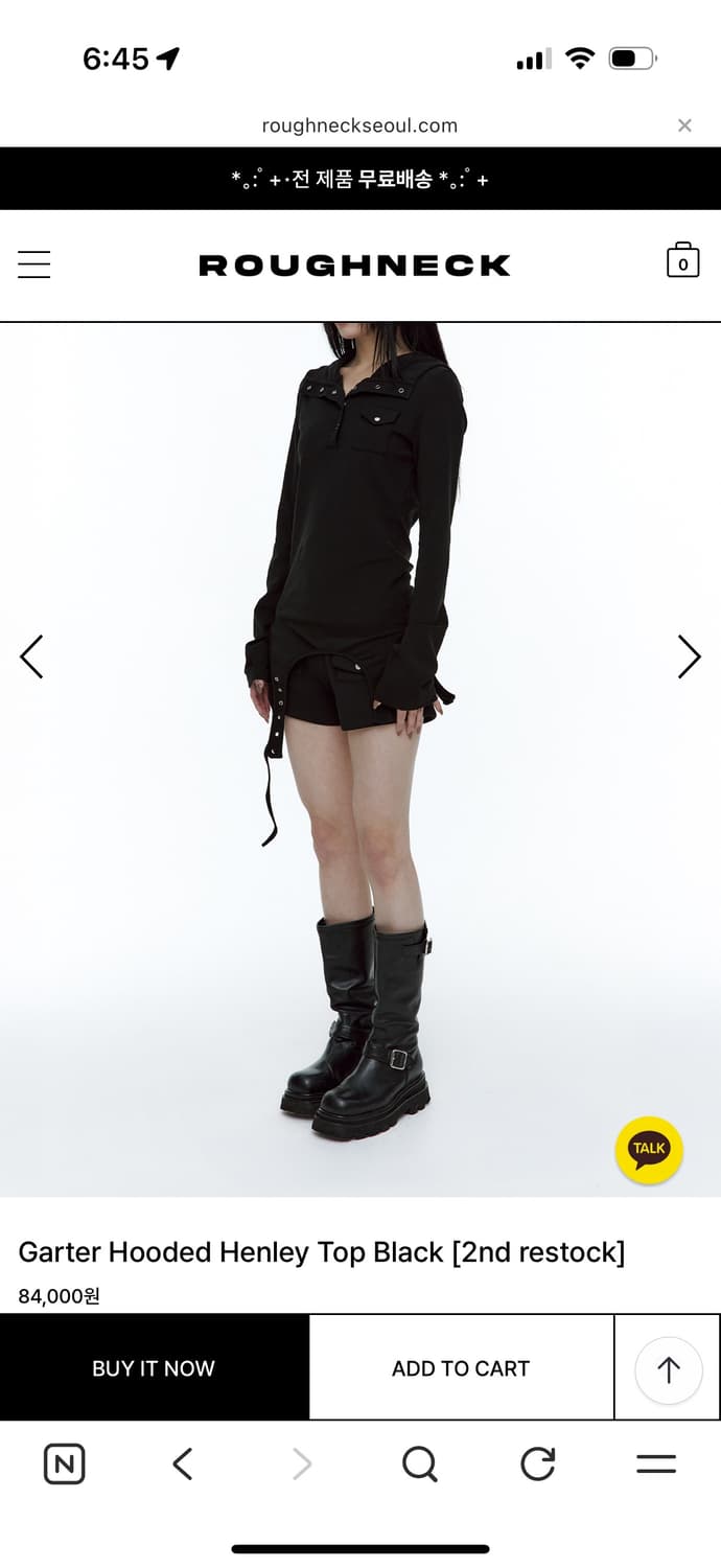  Garter Hooded Henley Top black 상품이미지3