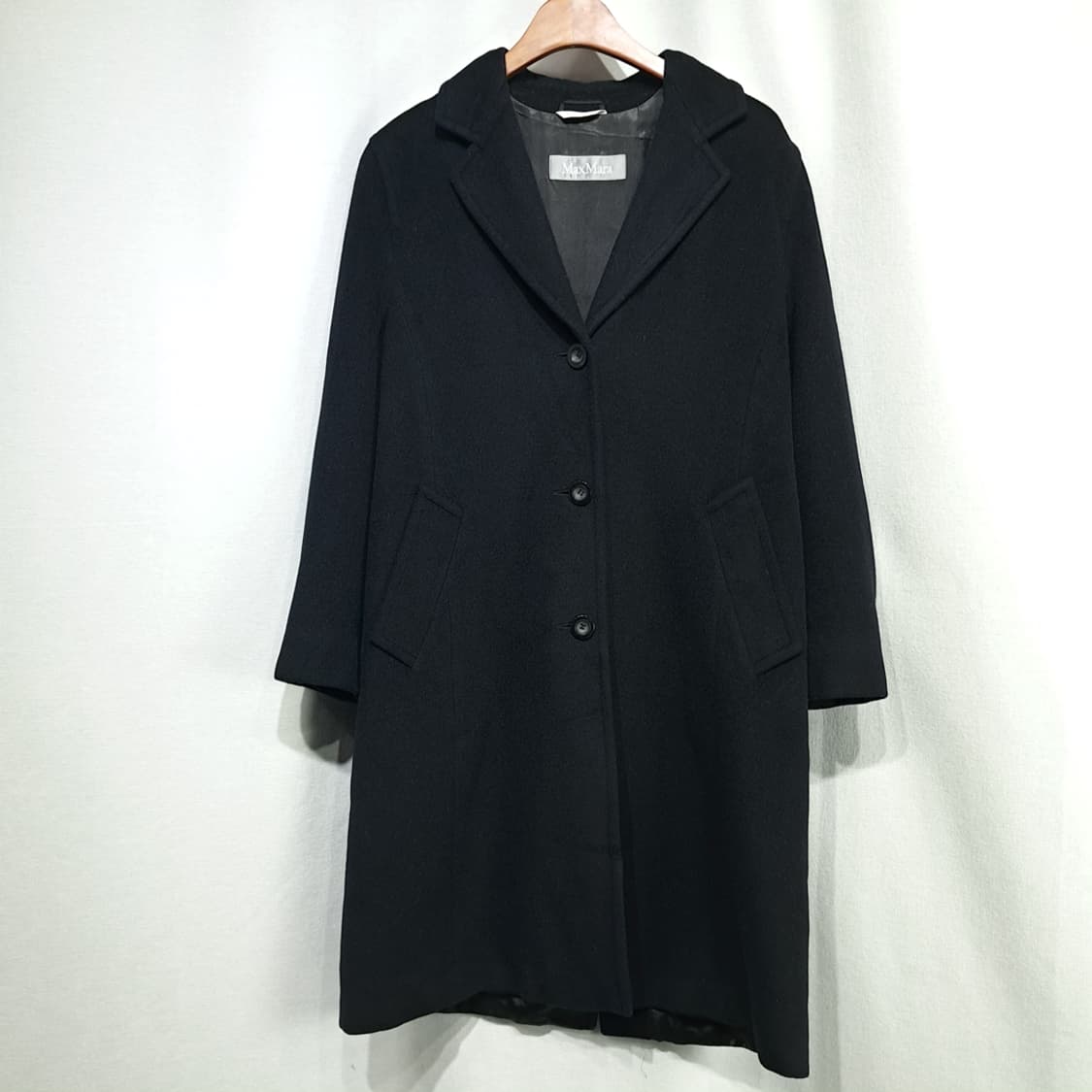 CL081 L 이태리판 막스마라 버진 울 블랙 더블 코트 상품이미지1