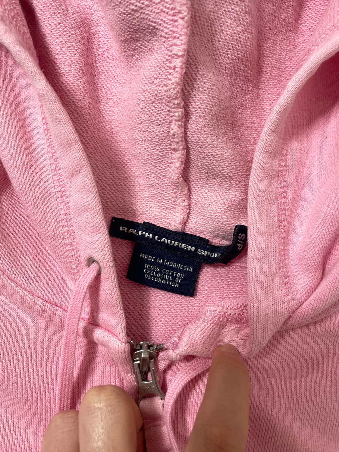 빈티지9. 희귀 폴로랄프로렌 스포츠 핑크 연두 후드집업 테리 스웻 상품이미지3
