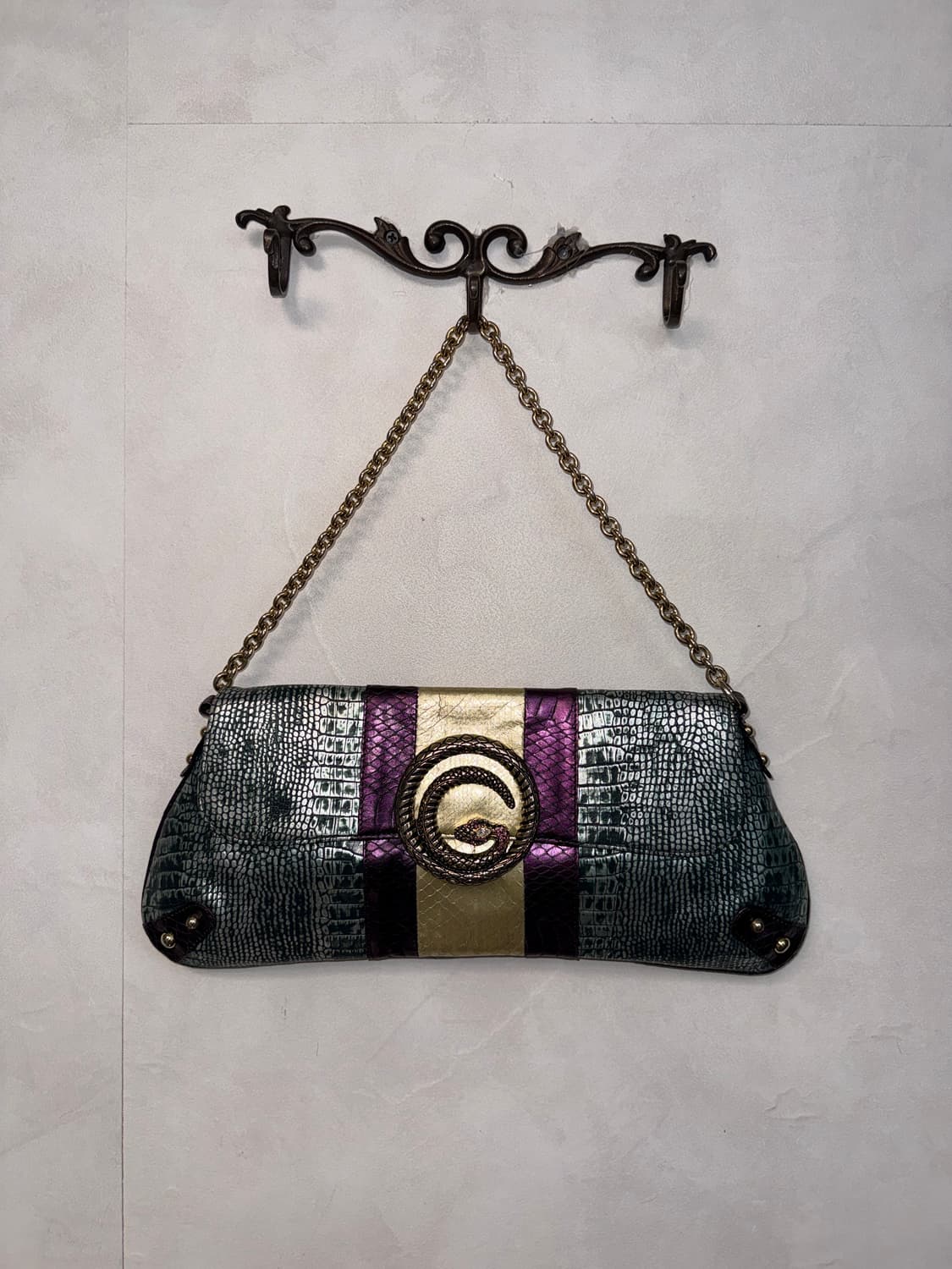 MICHAA metal blue green python chain 숄더백 상품이미지1