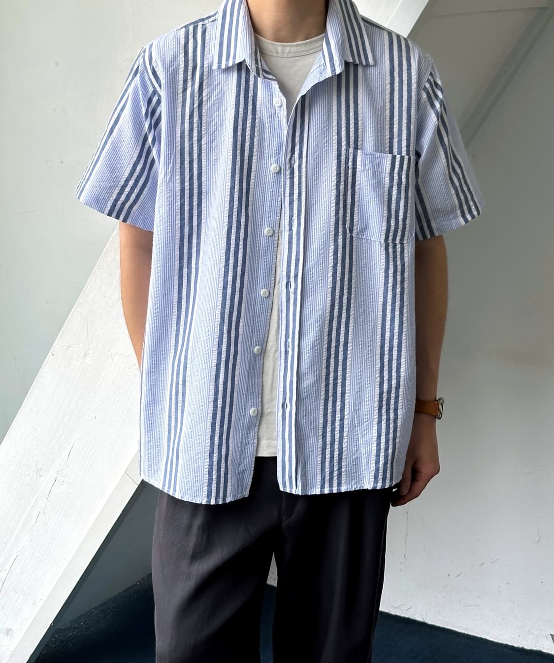 Natural sucker fabric H/S shirt 상품이미지9