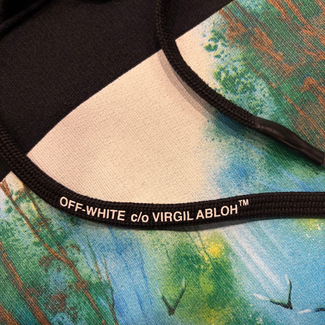 [M] 오프화이트 워터풀 폭포 프린팅 블랙 후드티 C241 상품이미지4