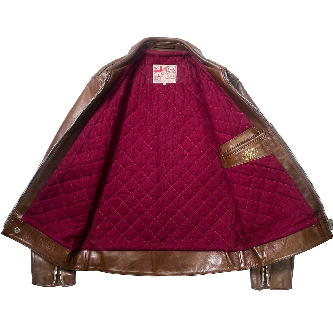 어딕트클로즈 ad-01 싱글 레더 자켓 호스하이드 브라운 (40) 상품이미지8