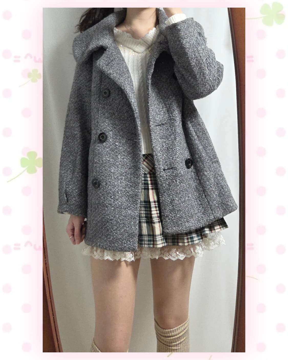 시네마클럽 그레이 부클레 코트 상품이미지2