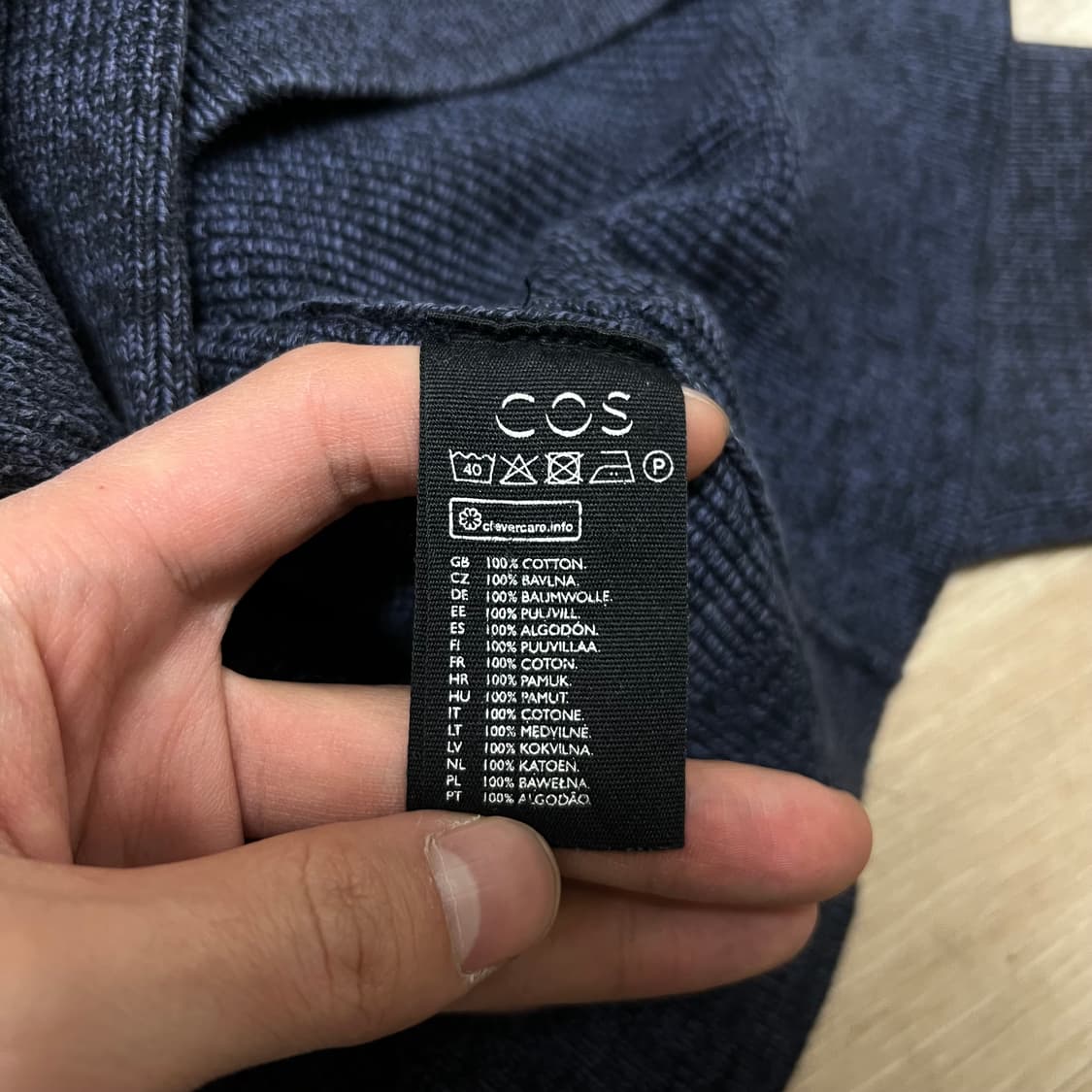 코스 COS 베이직 코튼 니트 스웨터 [네이비] L/100 상품이미지5