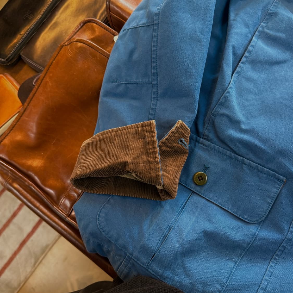 엘엘빈 블루 코듀로이 포인트 초어 자켓 S 상품이미지7