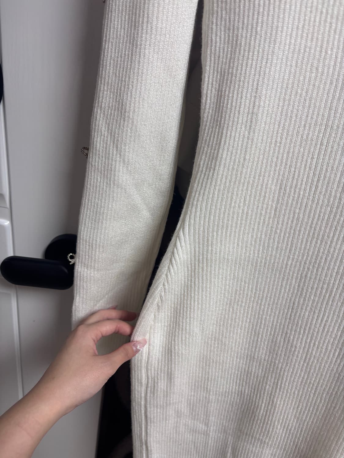 미국 빈티지 아이보리 니트 미시룩 딱붙 롱원피스 상품이미지3