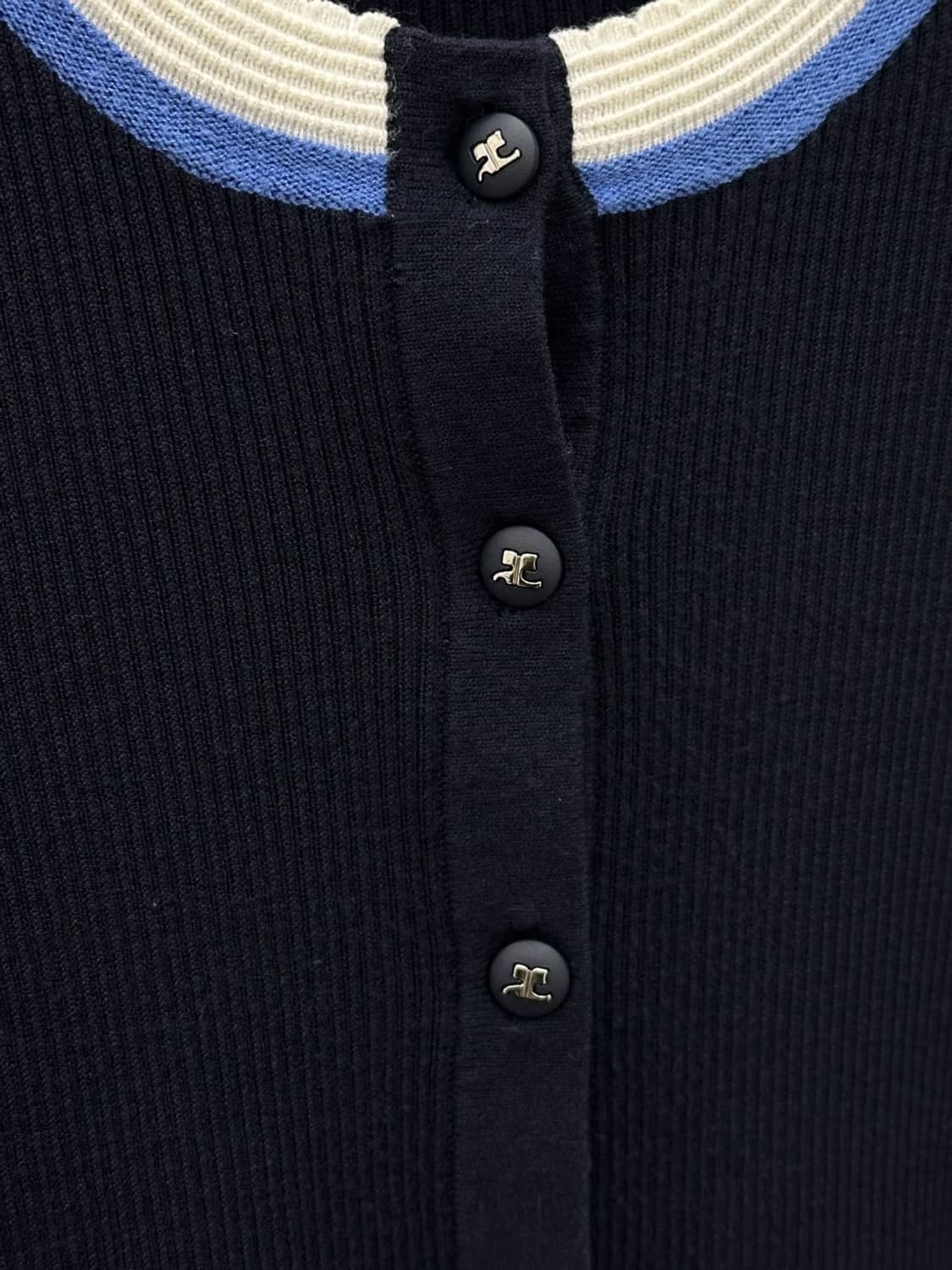 courreges / 꾸레쥬 네이비 골지 라운드 가디건  상품이미지5
