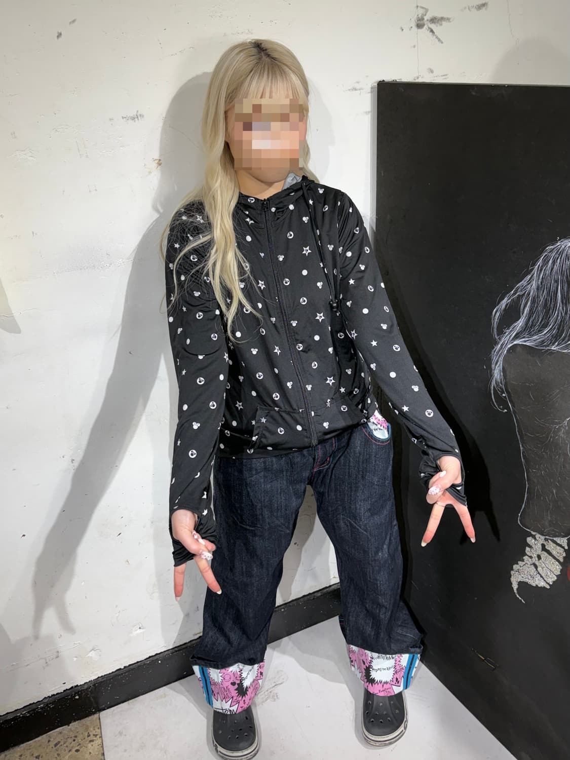 JPN 일본 빈티지 DISNEY 디즈니 도트 후드 집업 져지 L 상품이미지1