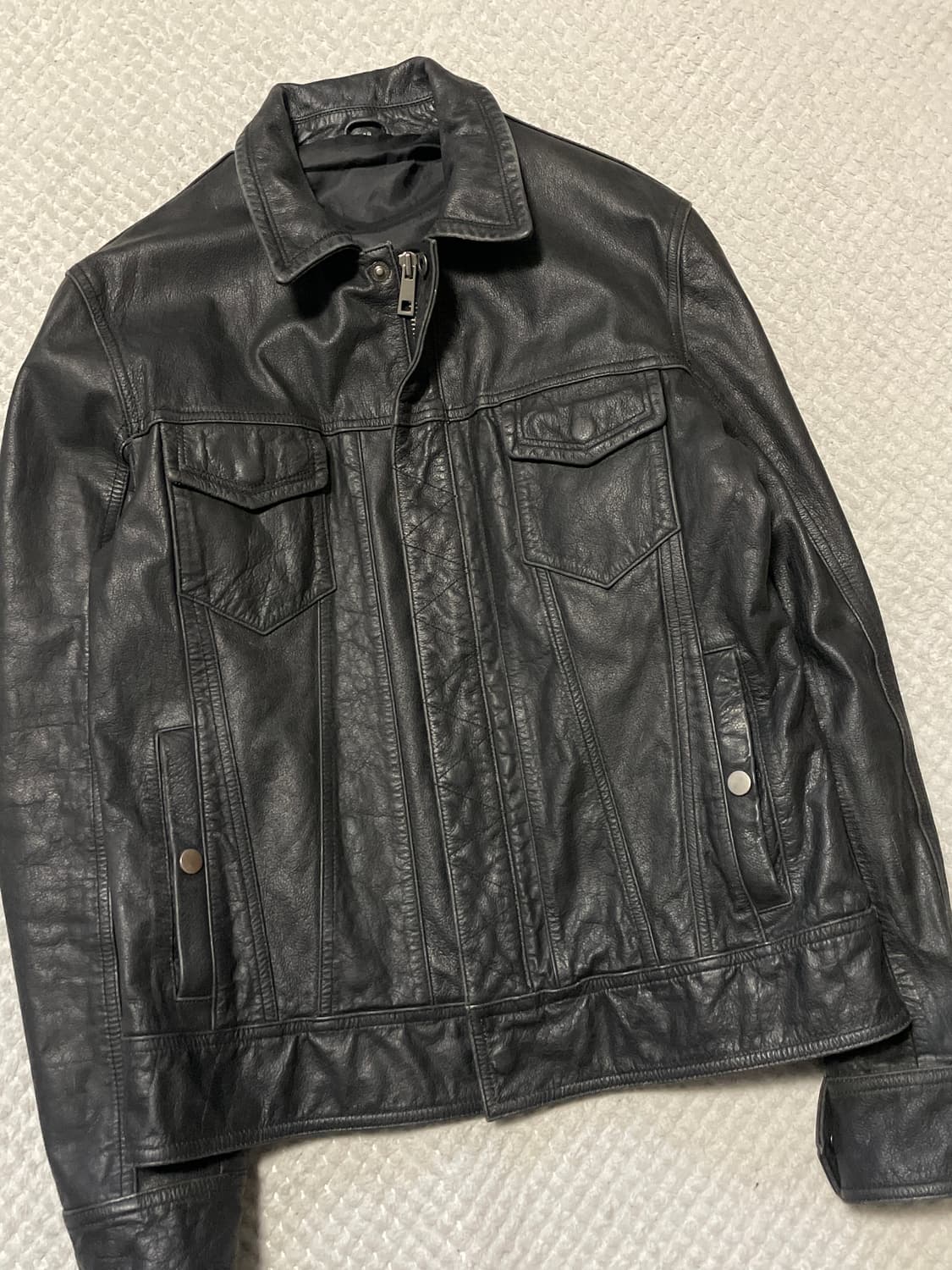 [48] 광희시장 웨스턴 무드 카우하이드 소가죽 레더 트러커 자켓 상품이미지6