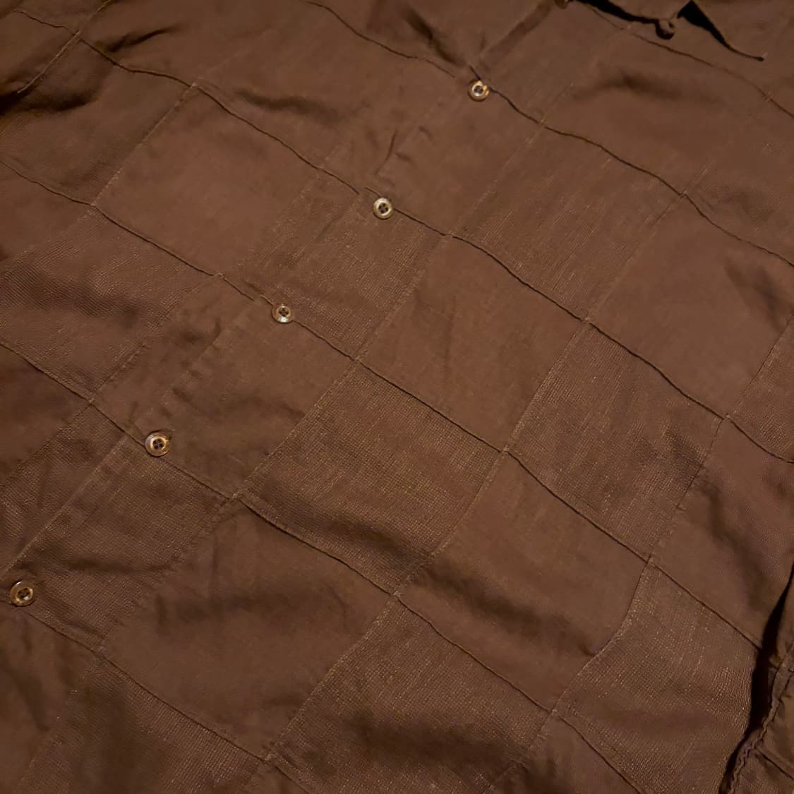 90s Japanese Brown linen textured shirt 상품이미지6