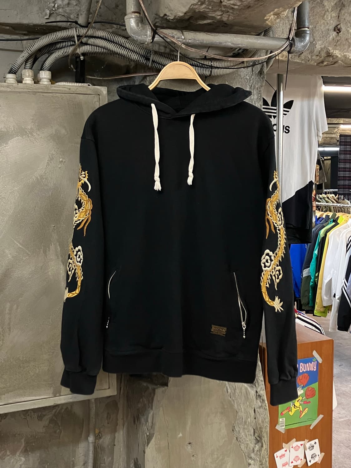 세인트페인 헤비코튼 용자수 후드티 블랙 L #csz2708 상품이미지1