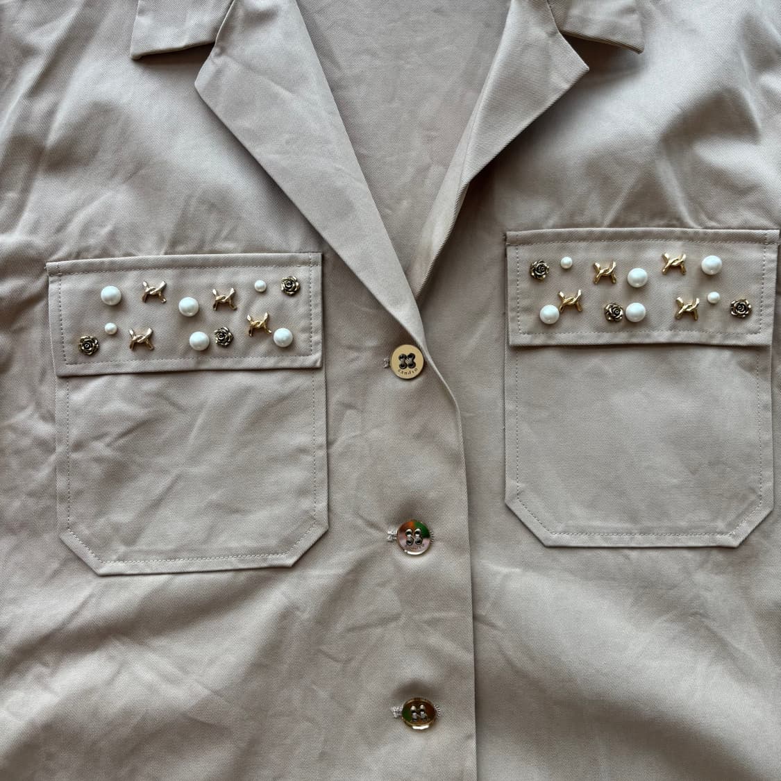 Sandro 산드로 진주 장식 셔츠 자켓 40 상품이미지3