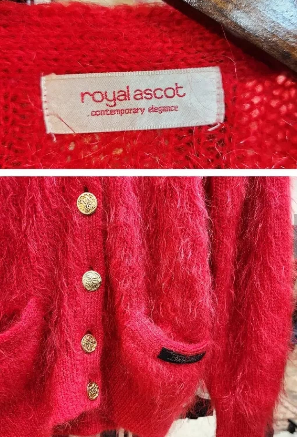 90s royal ascot 모헤어 블렌드 금장 버튼 스웨터 가디건 상품이미지4