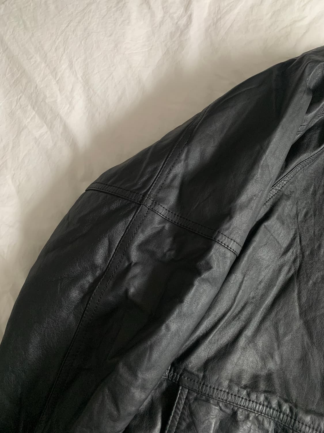 블랙 레더 코트 상품이미지5