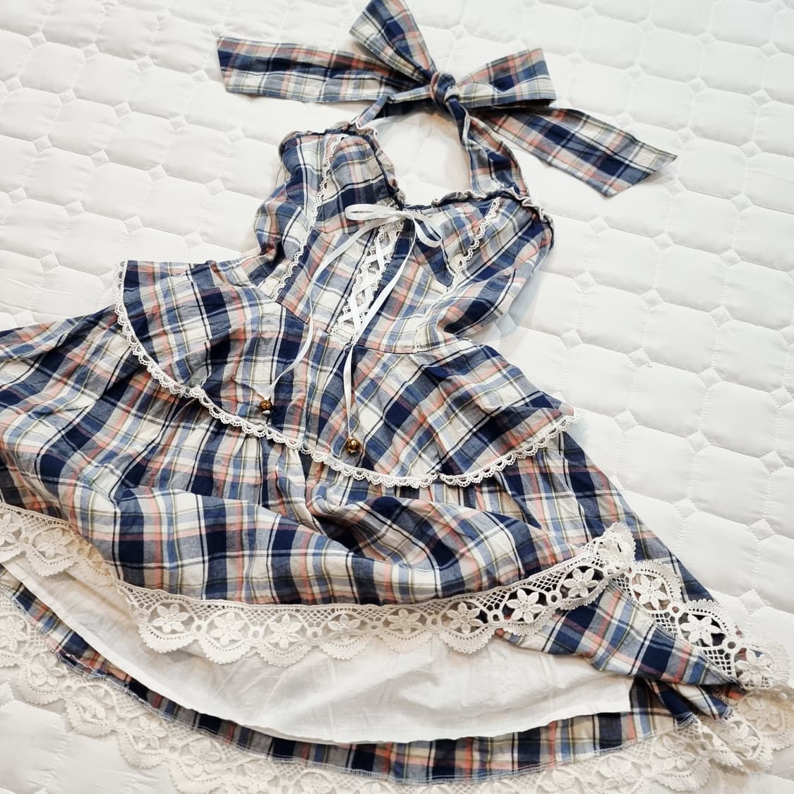 LIZ LISA 리즈리사 체크 홀터넥 레이스 원피스 상품이미지6