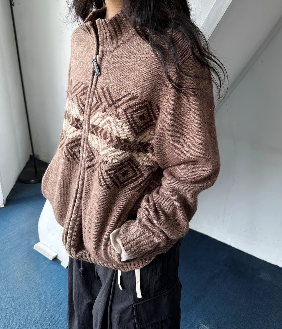 Wool blend zip design knit jacket 상품이미지9