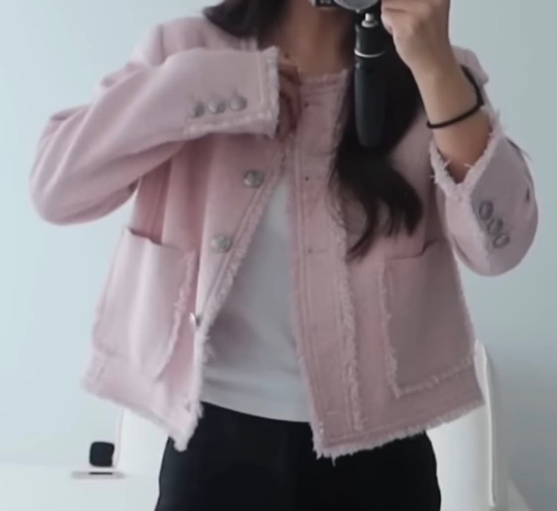 루에브르 Fringe Collarless Tweed Jacket 상품이미지1
