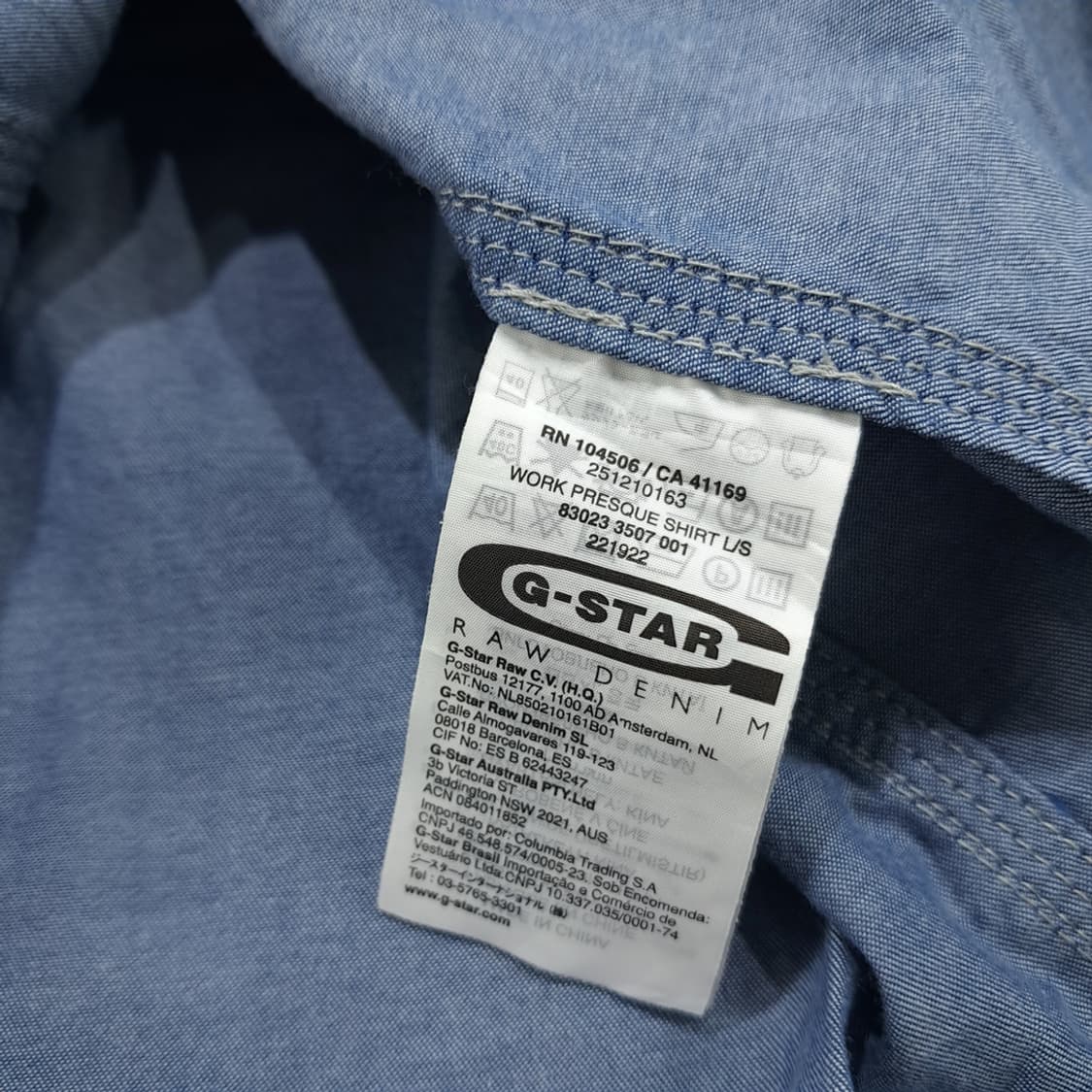 CN845 M 지스타로우 데님 긴팔 셔츠 남방 상품이미지8
