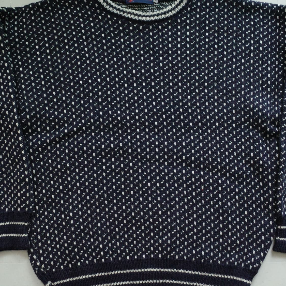 버드아이 브리티시 울 100% 네이비 크루넥 피셔맨 니트 M 상품이미지2