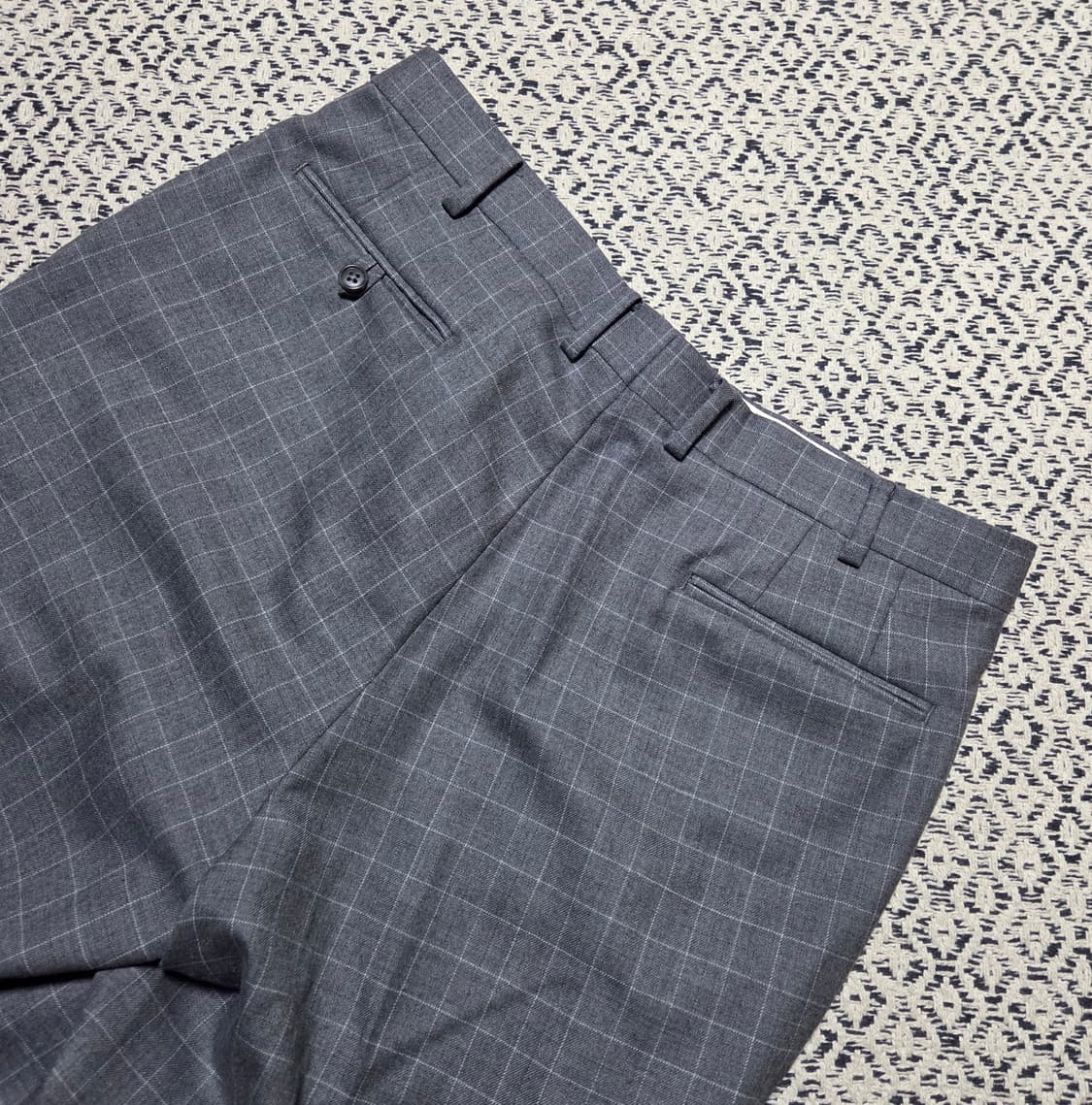 마리끌레르 옴므 체크 울 슬랙스 그레이 32~34 상품이미지8