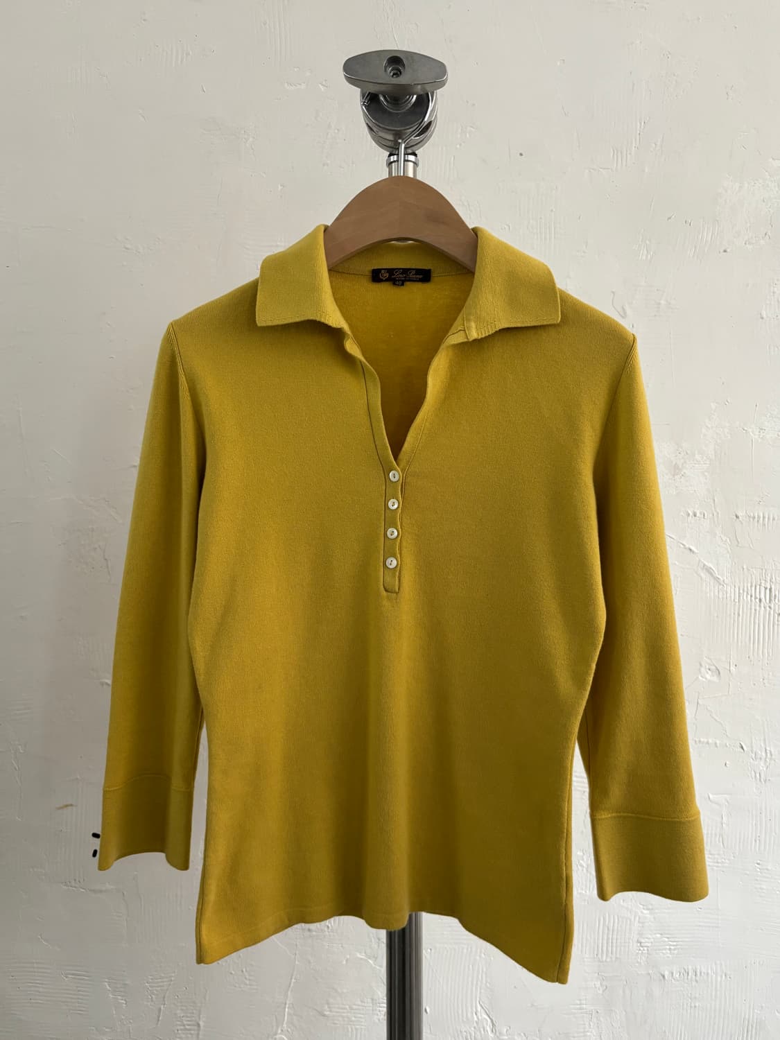 Loro Piana 로로피아나 옐로우 코튼 카라 니트 상품이미지1