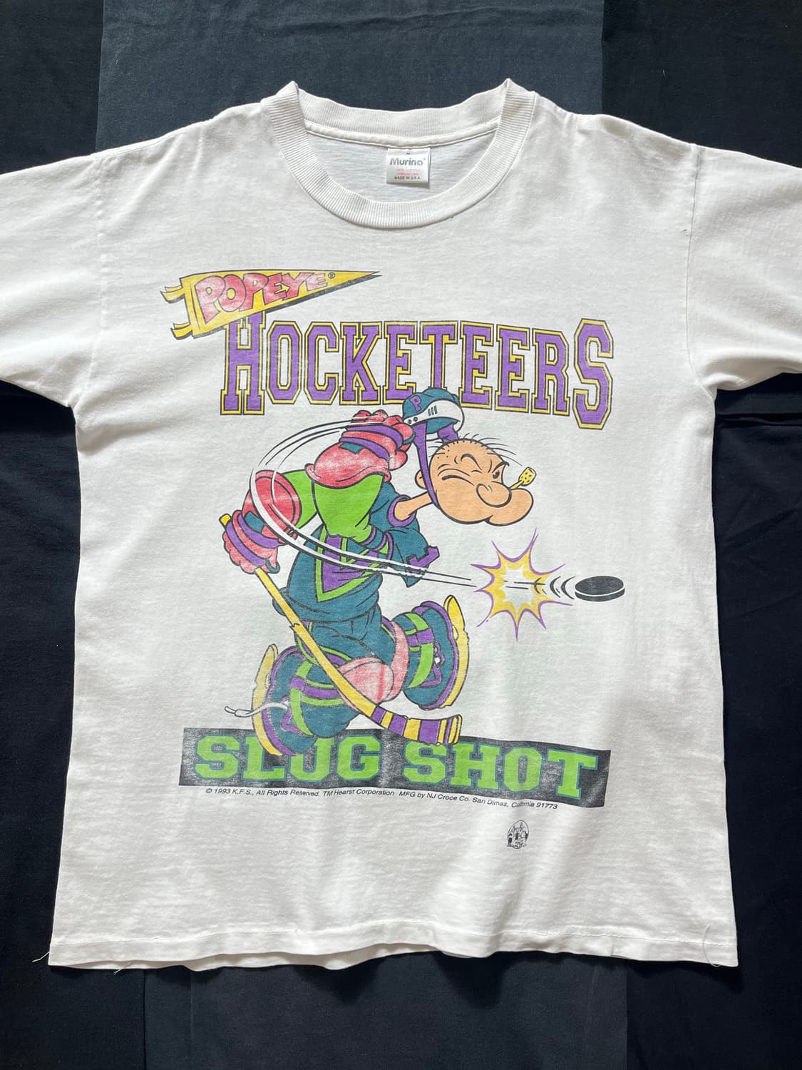90s USA Murina 빈티지 뽀빠이 하키 싱글스티치 티셔츠 상품이미지3