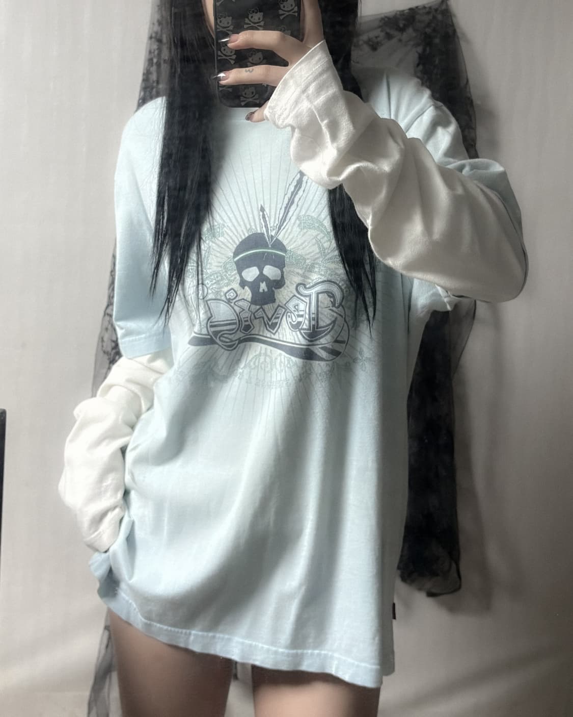 펑크 y2k 스컬 포인트 롱슬리브  상품이미지1