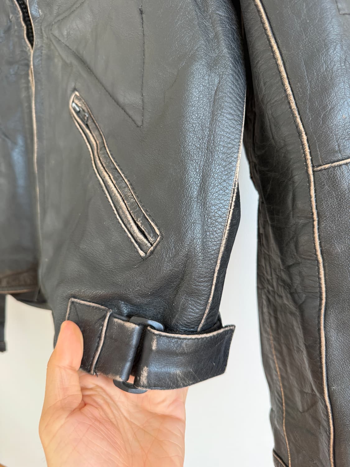 Top skin 레이싱 레더 자켓 상품이미지5